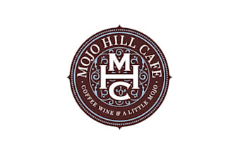 make modern coffee shop logo with mojo hill cafe