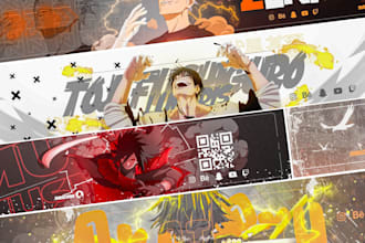 anime themed youtube banner and logo