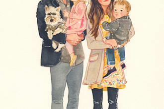 custom watercolor family portrait
