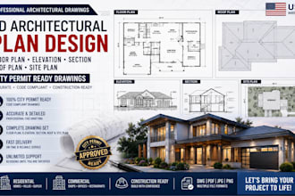 draw architectural 2d floor plan, elevation, section and city permit plans