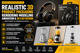 do realistic 3d product packaging rendering modeling animation and 3d cad design