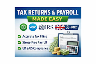 tax returns and payroll with quickbooks and xero for UK and US compliance