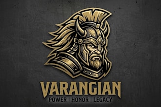 design a powerful warrior head logo for your brand