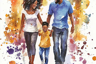 custom watercolor family portrait