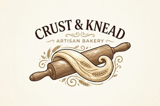design a creative and professional rolling pin logo for your baking brand