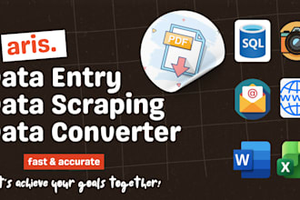 do data entry, data scraping from web, pdf, image etc