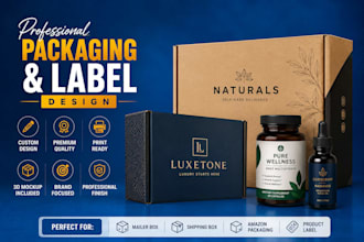 mailer box packaging, subscription, shipping box and amazon product label design