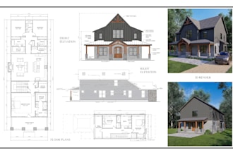 do architectural house plan, permit drawing, blueprint, autocad 2d floor plan