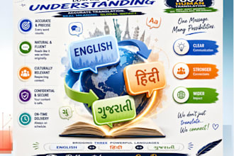 deliver clear and accurate hindi gujarati english translation
