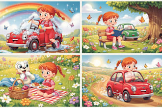 create stunning children book illustration package for KDP