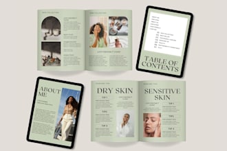 design skincare product guide, beauty routine ebook, cosmetic PDF flyer in canva