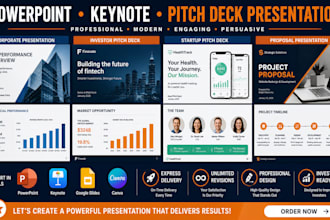 do powerpoint slide presentation and investor fundraising pitch deck in keynote