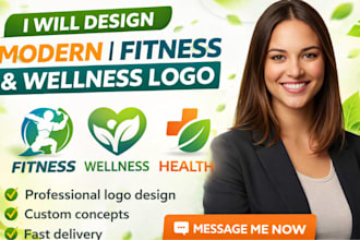design modern health fitness and wellness logo