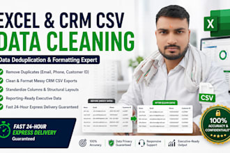 clean, format, and deduplicate excel or CRM CSV data