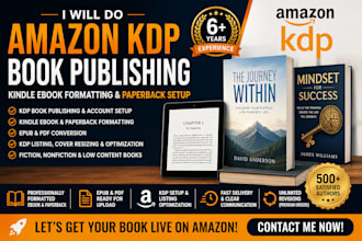 do amazon KDP book publishing, kindle ebook formatting and paperback setup