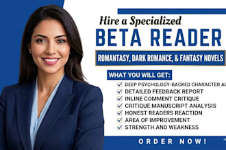 beta read your romantasy, dark romance, or fantasy novel