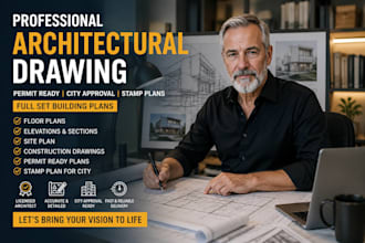 do  architectural drawing, floor plan, blueprint autocad, city permit stamp mep