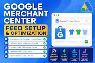 setup google merchant center product feed and fix product issue