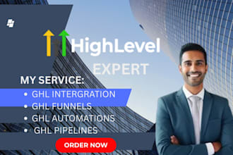 setup your gohighlevel intergration, funnels, automations and pipelines