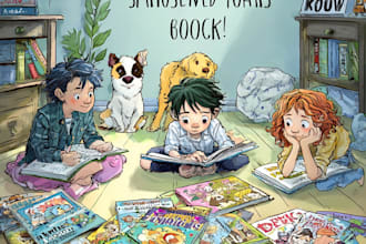 design children book cover, kdp cover art kids illustrations