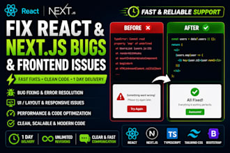 fix react next js bugs and frontend issues