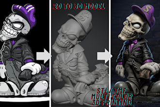 convert 2d to 3d model image logo sketch photo to model for 3d printing