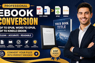 do ebook conversion, PDF to epub, word to epub, pdf to kindle ebook