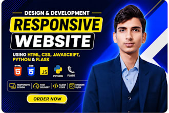 create responsive website using HTML CSS and flask
