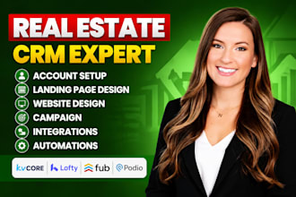 setup your real estate ghl CRM lofty, kvcore and follow up boss, idx real estate