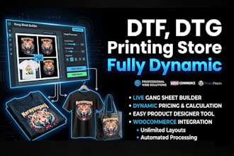 build a custom dtf, dtg, screen printing, woocommerce store