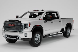 create 3d pickup truck for unity game, modular vehicle, blender rig, pbr texture