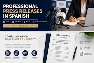 redactaré notas de prensa profesionales para empresas