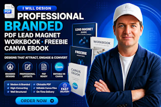 design professional branded PDF lead magnet, workbook, freebie and canva ebook