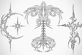 design cybersigilism, tribal, agrogoth tattoo