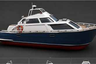 model 3d yacht, ship or 3d boat with interior and exterior 4k HD rendering