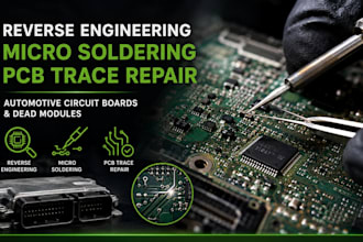 reverse engineer perform micro soldering pcb trace repair automoti circuit board