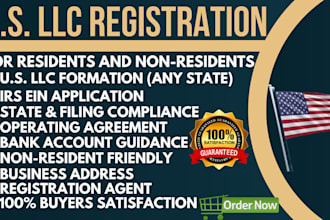 do US llc registration, llc formation, ein number for US and non residents, dba