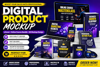 design digital product mouckup ecover bundle online course mouckup bundle