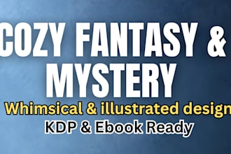 design a whimsical cozy fantasy or mystery book cover