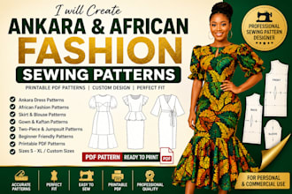 create ankara, african fashion sewing patterns for dresses and custom clothing