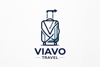 design a modern and professional suitcase logo for your travel brand