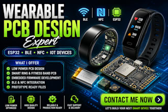 low power wearable pcb, esp32 nrf ble nfc for fitness band smart ring iot device