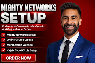 setup mighty networks community kajabi skool online course membership site