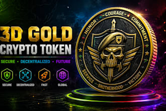 do 3d gold coin, token, bitcoin, crypto token icon design