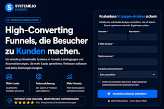 audit, optimize systeme io funnel landing page, forms, dropdown, lead generation