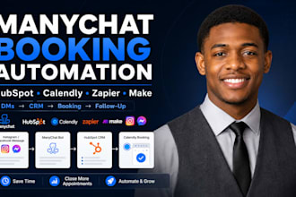 setup manychat hubspot calendly zapier make appointment workflow automation