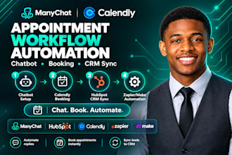 setup manychat hubspot calendly zapier make appointment workflow automation