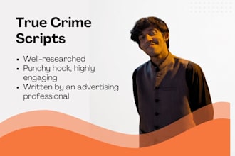 research and write a true crime script for your channel