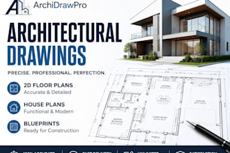 design modern architectural drawings, 2d floor plans, house plans, and blueprint