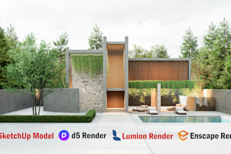 design modern house 3d model and realistic render for interior and exterior